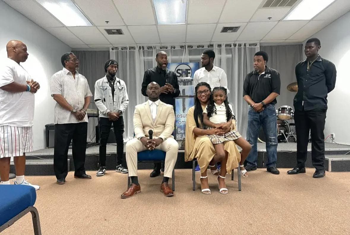 The congregation of See His Face Ministries together after a Sunday service